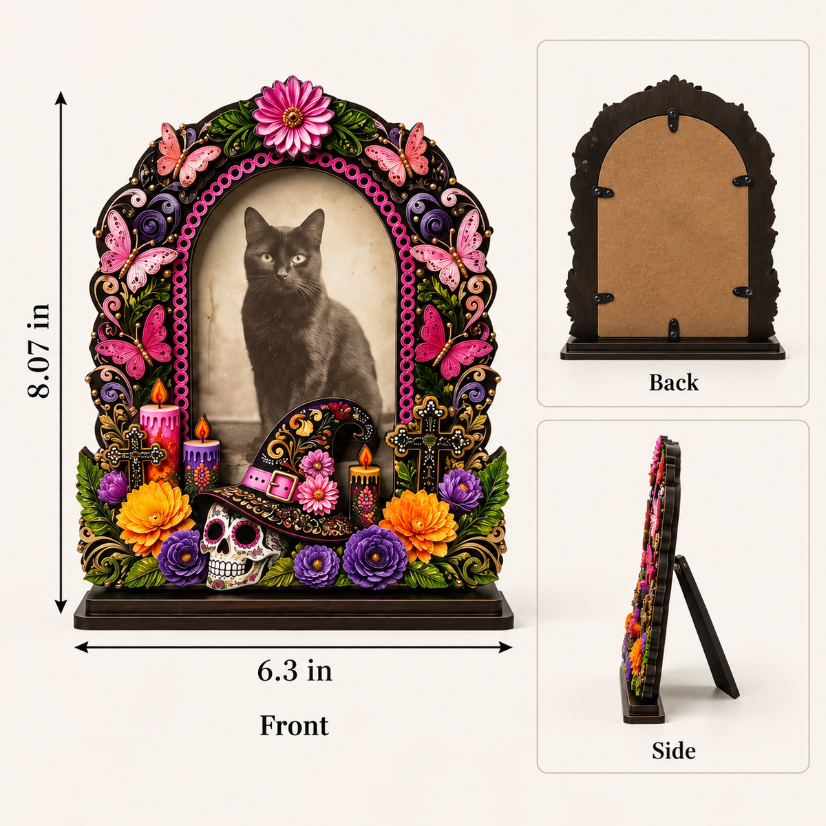 Wooden Day of the Dead Memorial Picture Frame