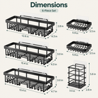 6-Piece Shower Caddy Set – No-Drill Bathroom Storage
