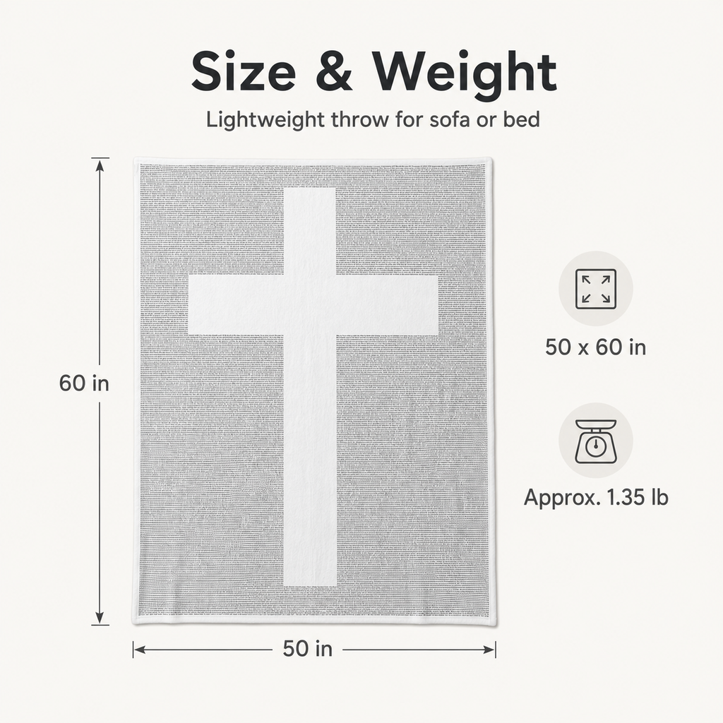 Gospel of John Blanket Soft Scripture Throw with Cross Silhouette