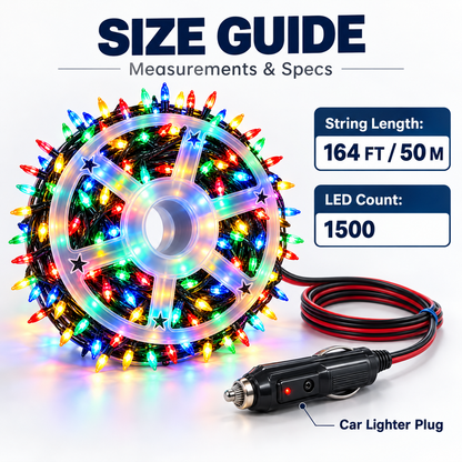 1500 LED Multicolor Car String Lights with Remote Control