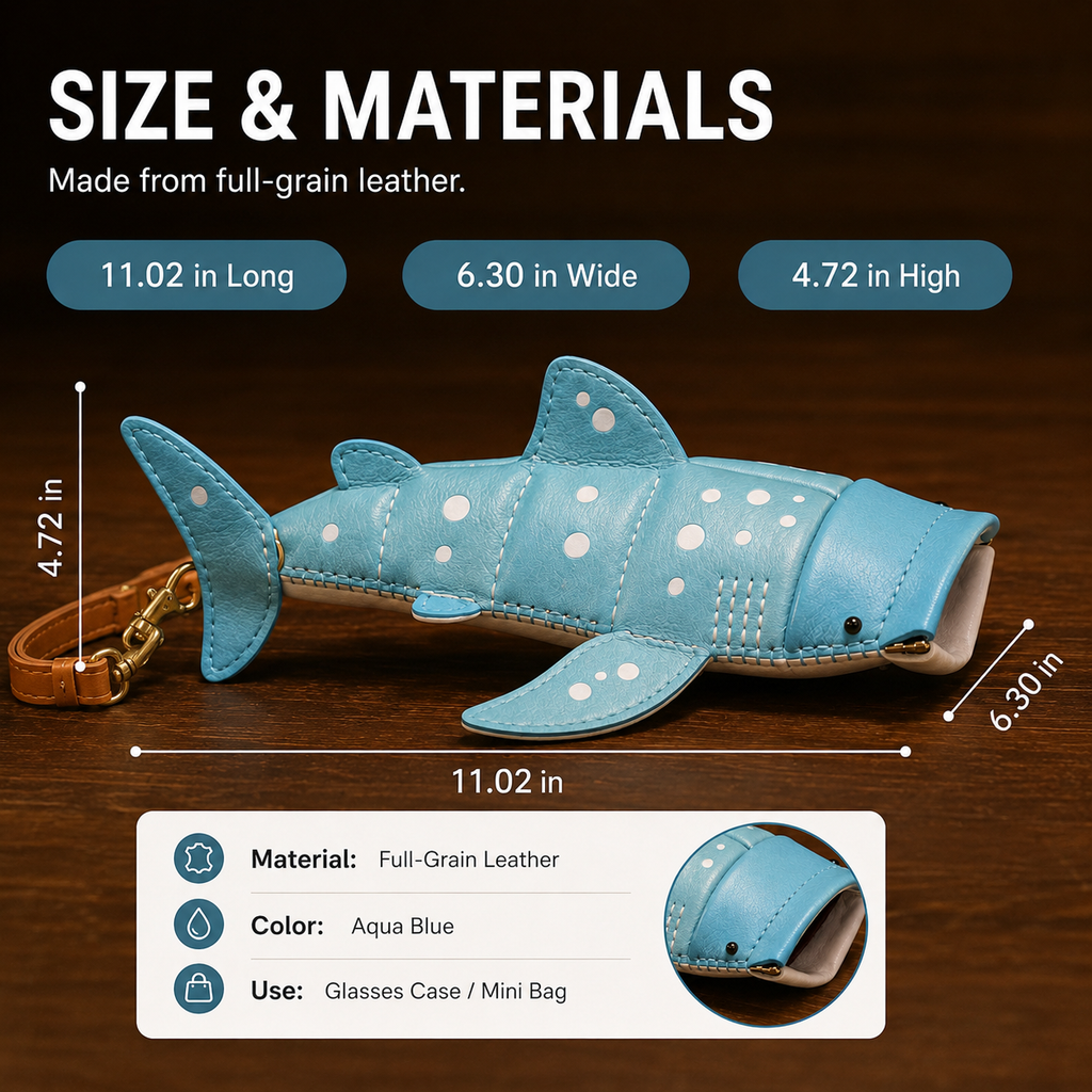 Whale Shark Leather Glasses Case & Crossbody Bag