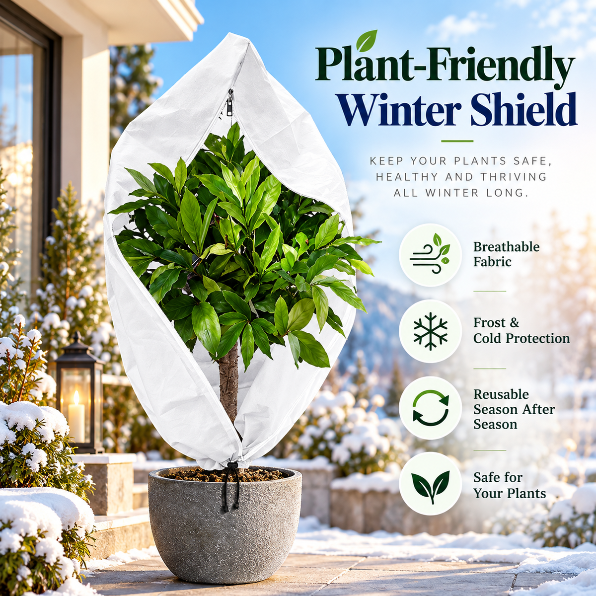 5-Pack Reusable Plant Frost Covers – Breathable Winter Protection
