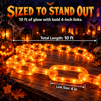 🎃10FT Halloween LED Chain Lights – 160 Orange & Purple LEDs for Spooky Decorations👻