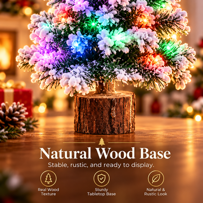 Mini Snow-Flocked LED Christmas Tree – Lighted Tabletop Holiday Decor