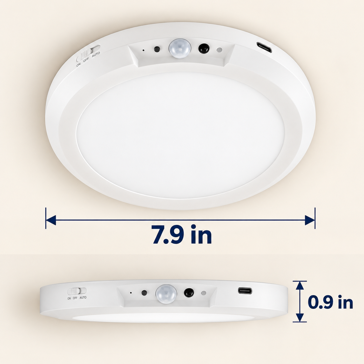 Rechargeable Motion Sensor Ceiling Lamp - Magnetic Ceiling Mount, Remote-Controlled