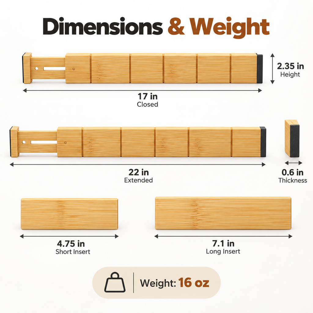 Adjustable Bamboo Drawer Dividers for Kitchen and Home