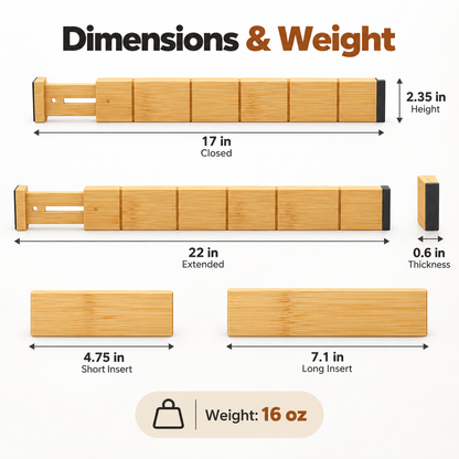 Adjustable Bamboo Drawer Dividers for Kitchen and Home