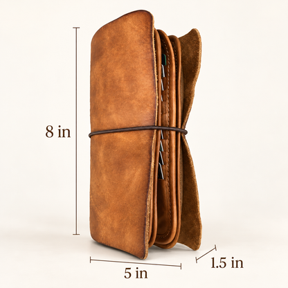 Vintage Leather Travel Organizer Wallet with Passport Holder & 10 Card Slots