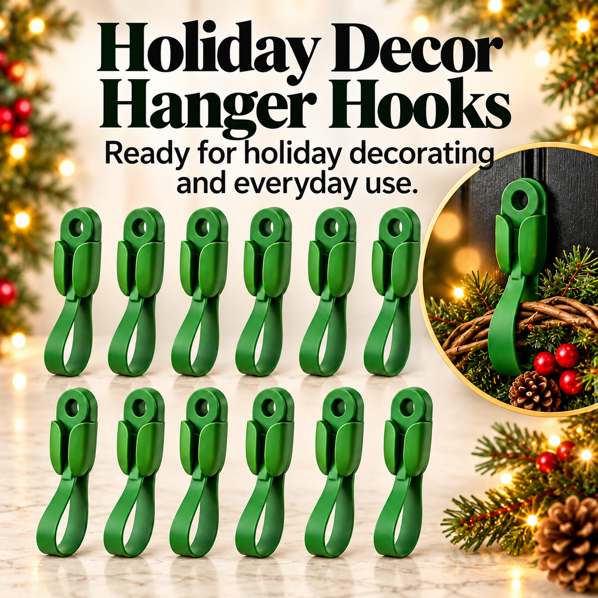 🎄Reusable Christmas Decoration Adhesive Hooks—Suitable for a Variety of Surfaces🎅