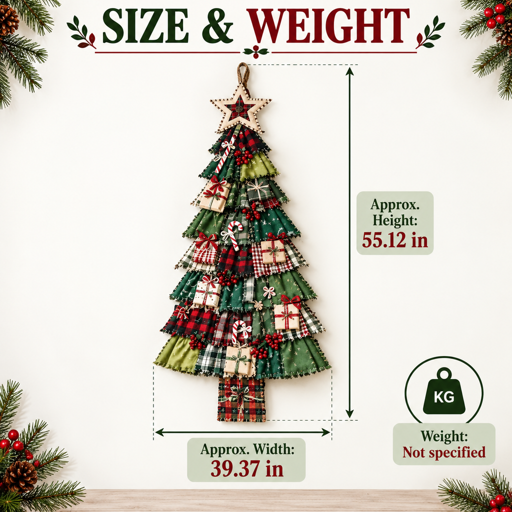 DIY Oversized Patchwork Christmas Tree Door Hanging Kit with Tools