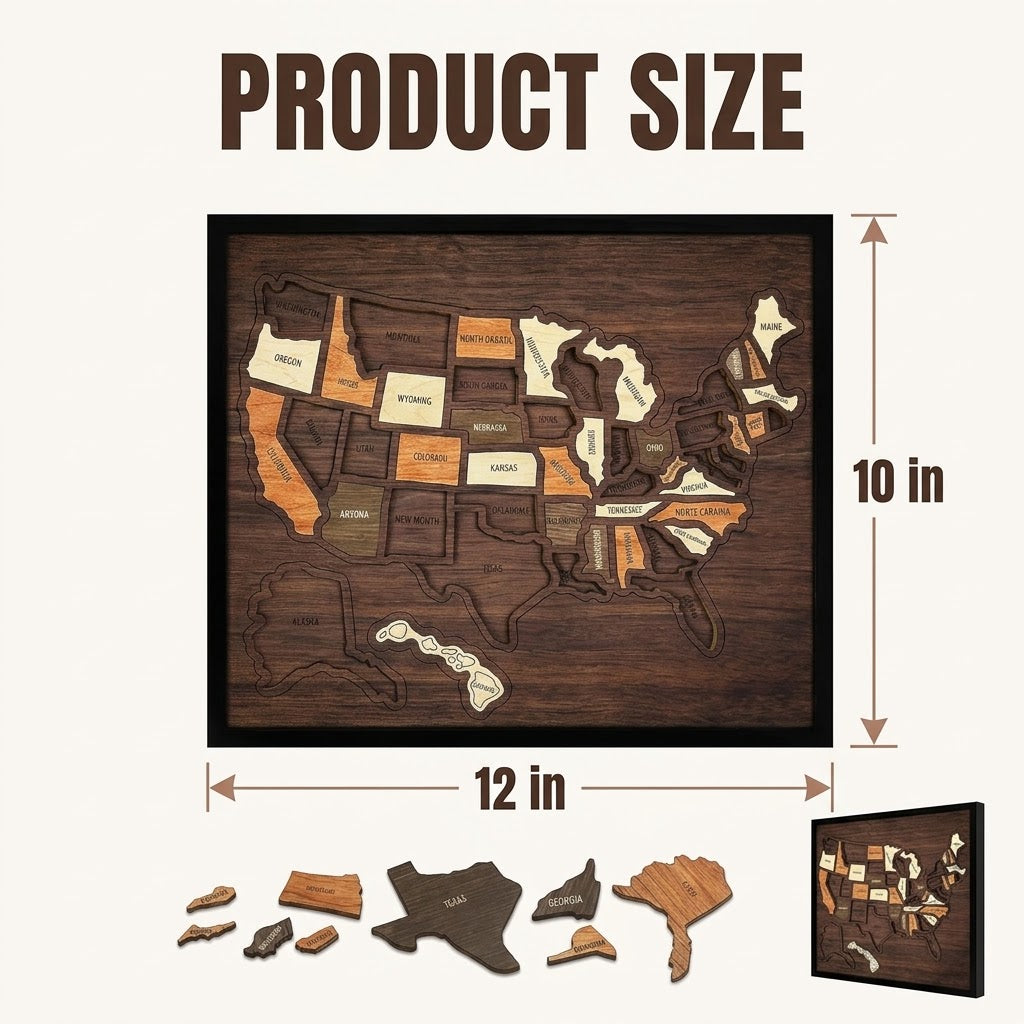 Wooden USA Travel Memory Map – Personalized State Tracker & Home Decor