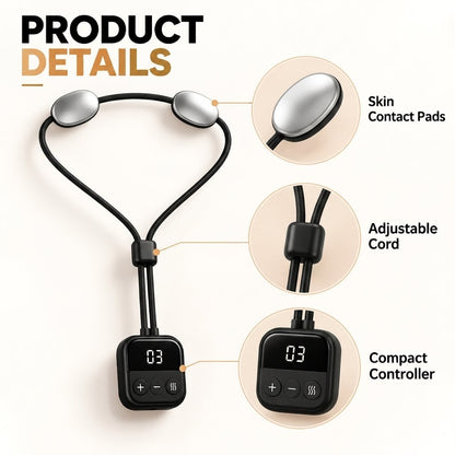 Wearable Neck Massager with Heat – 4 Massage Modes, 9 Intensity Levels & Up to 15-Day Battery Life