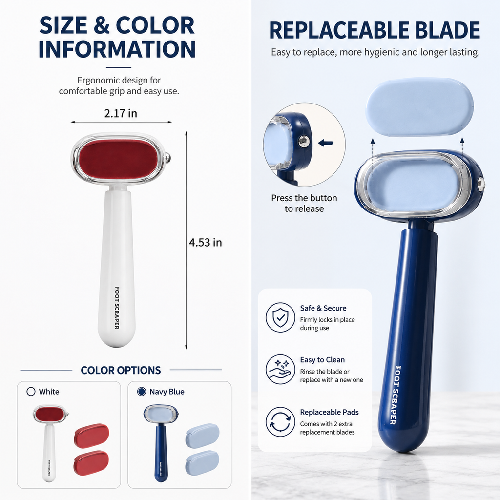 2-in-1 Foot Callus Remover – Dual-Sided Foot File with Replaceable Blade