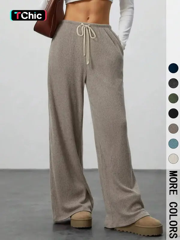 Women’s High-Waisted Wide-Leg Casual Pants – Relaxed Athleisure Fit