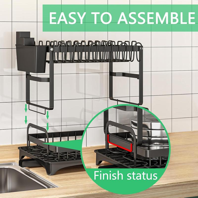 🔥Free shipping🔥2-Tier Rust-Proof Dish Drying Rack Organiser for Kitchen Counter🍽️