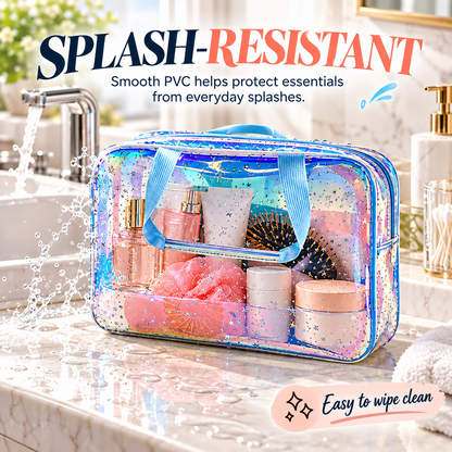 👜Holographic Star Toiletry Bag – Large Capacity Cosmetic Organizer👜