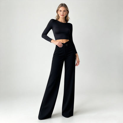 High Waist Wide Leg Pants - Elegant & Comfortable Casual Trousers