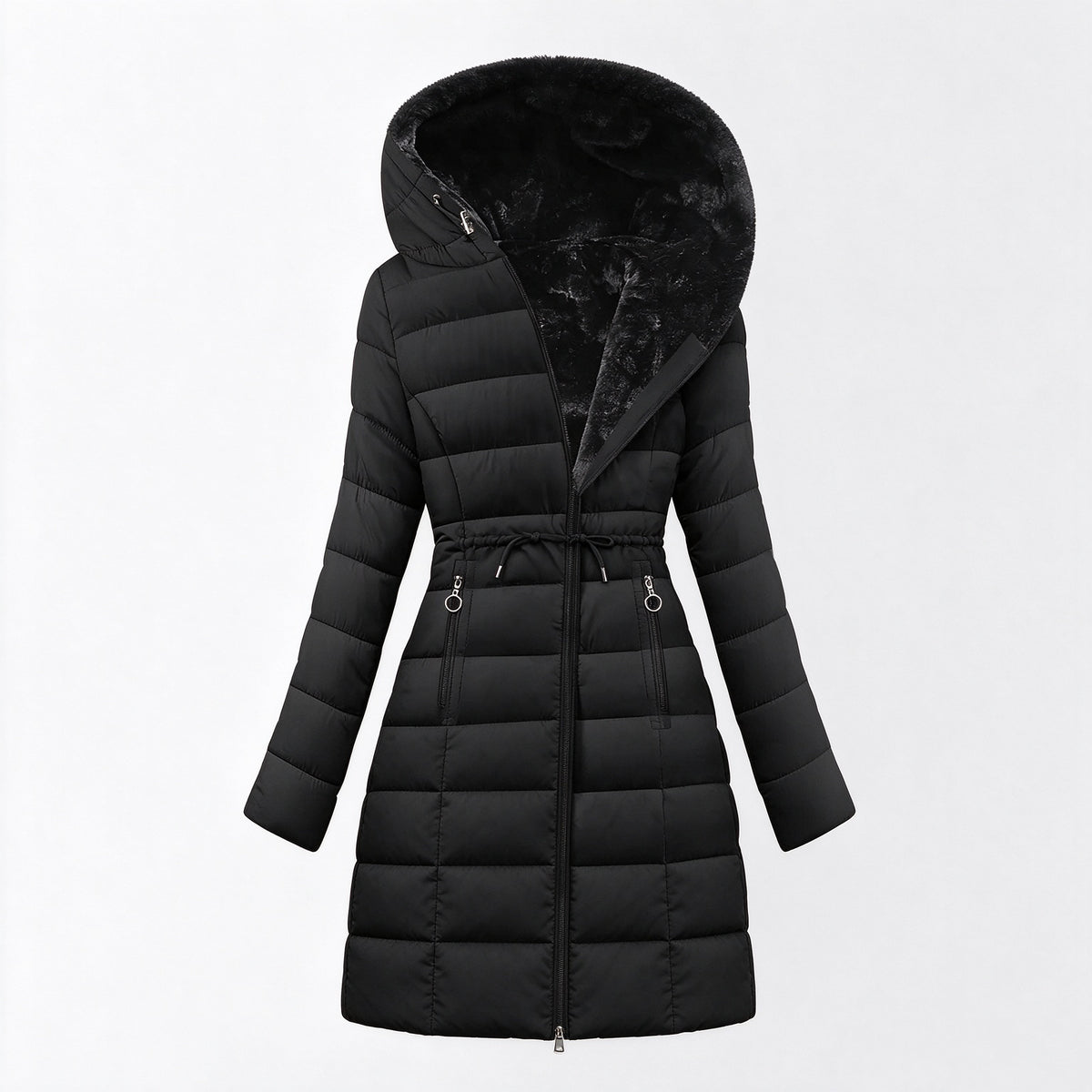 Stay Warm Without the Bulk: Women’s Plush-Lined Puffer Coat