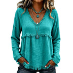 Bohemian Charm Fringe V-Neck Pullover — Effortless Elegance