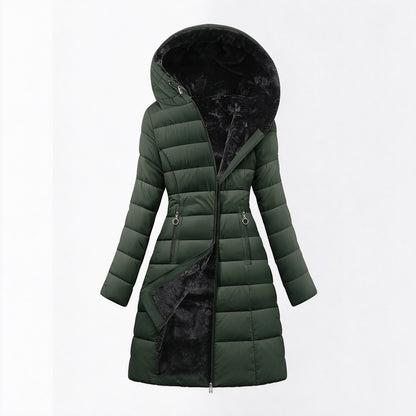 Stay Warm Without the Bulk: Women’s Plush-Lined Puffer Coat
