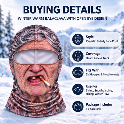 ❄️ Realistic Print Balaclava, Funny Full Face Ski Mask for Halloween & Winter Sports 👺