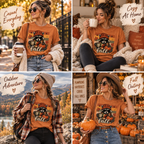 Women's Vintage Style Unisex Athletic-Casual T-Shirts - Fall Tops