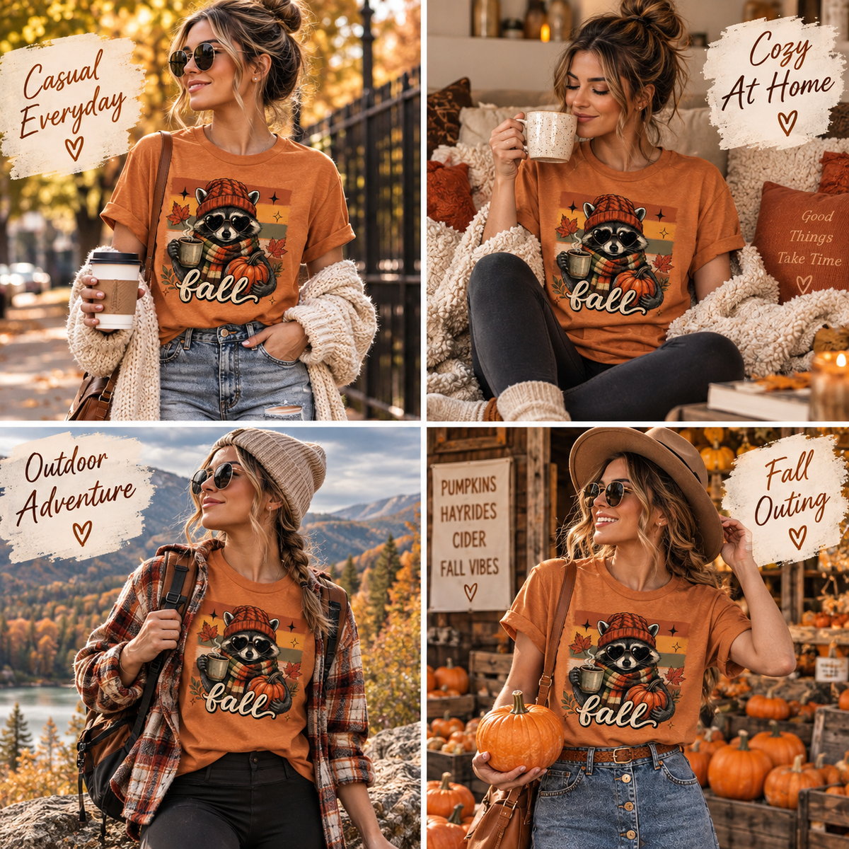 Women's Vintage Style Unisex Athletic-Casual T-Shirts - Fall Tops