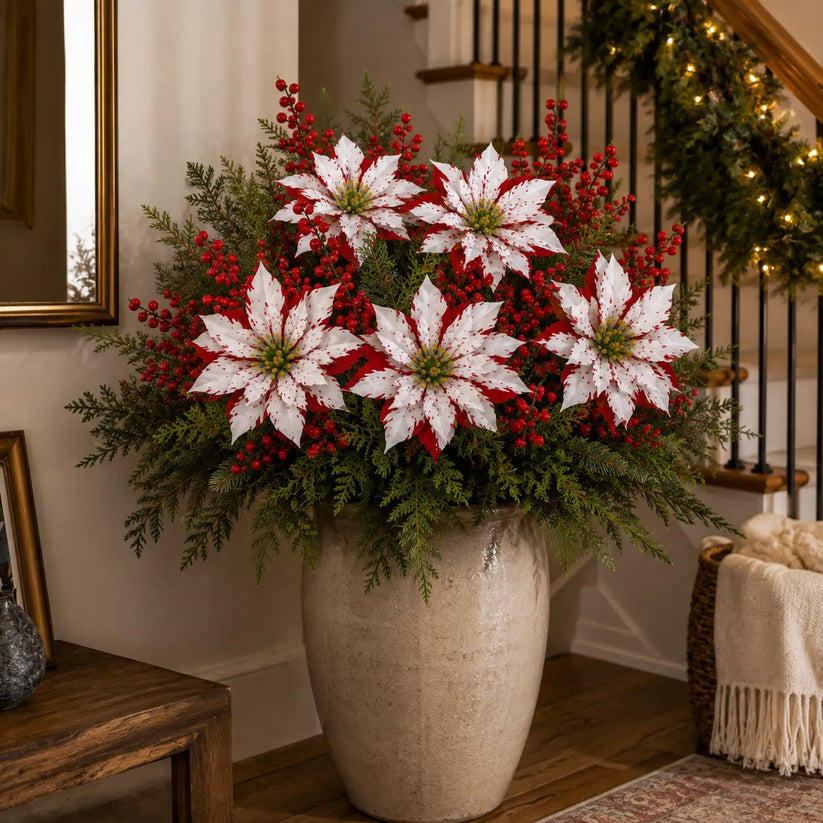 🌸Classic Red Poinsettia Planter Inserts – The #1 Christmas Flower That Never Wilts, Never Fades, Never Needs Watering
