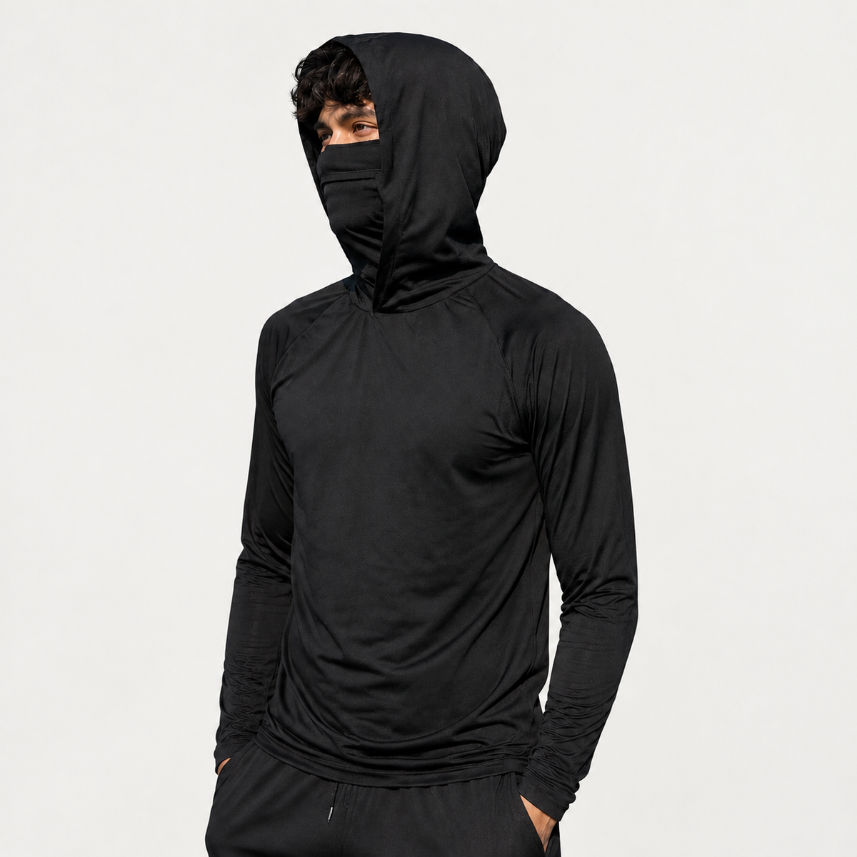 Men’s Lightweight Hooded Sun Shirt with Face & Neck Coverage