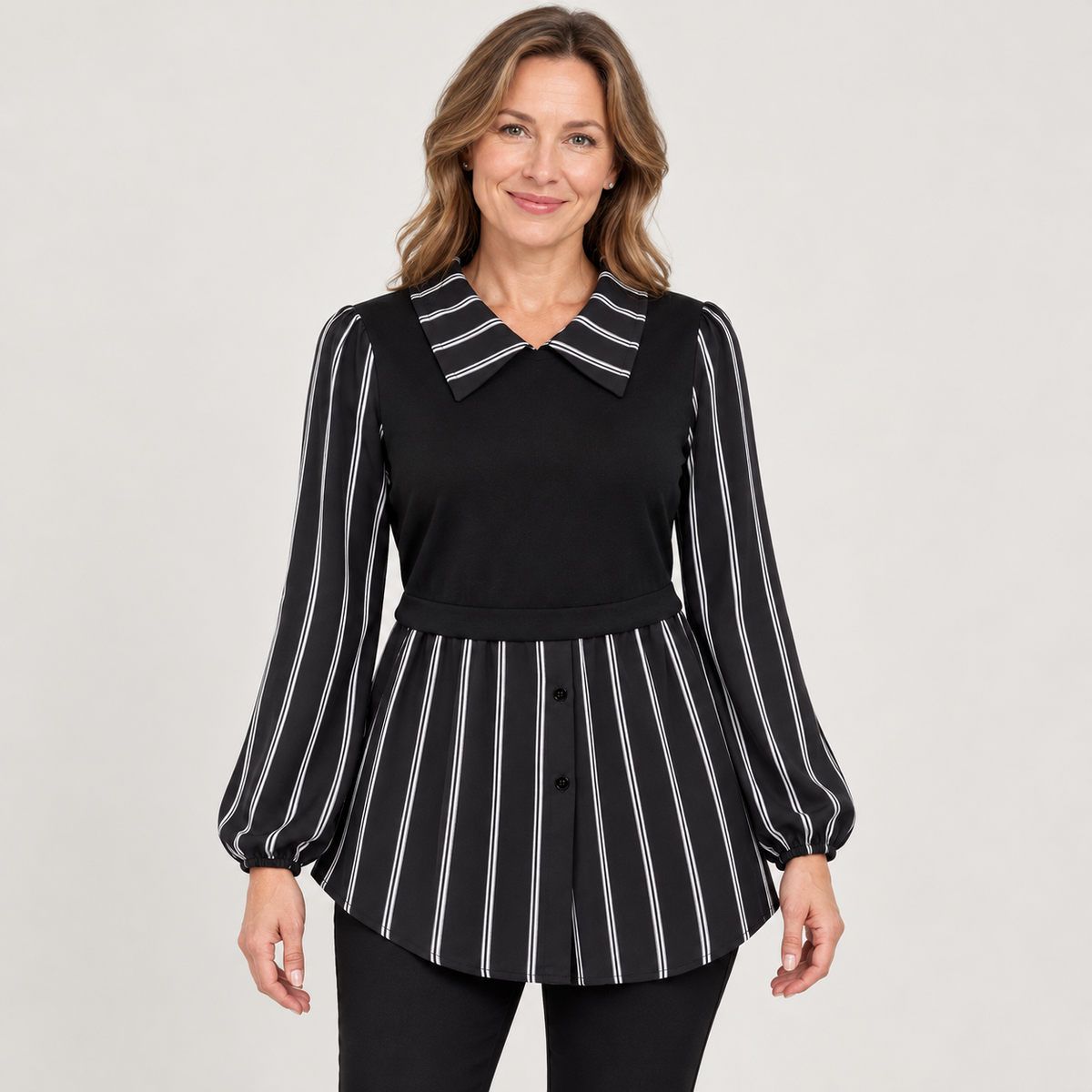 Women’s Layered-Look Collared Tunic – Effortless Everyday Style