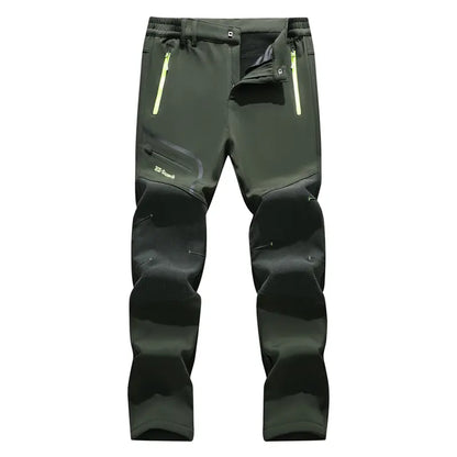 🏔️ Men's Thermal Fleece Waterproof Softshell Hiking Pants | Heavy-Duty Winter Cargo