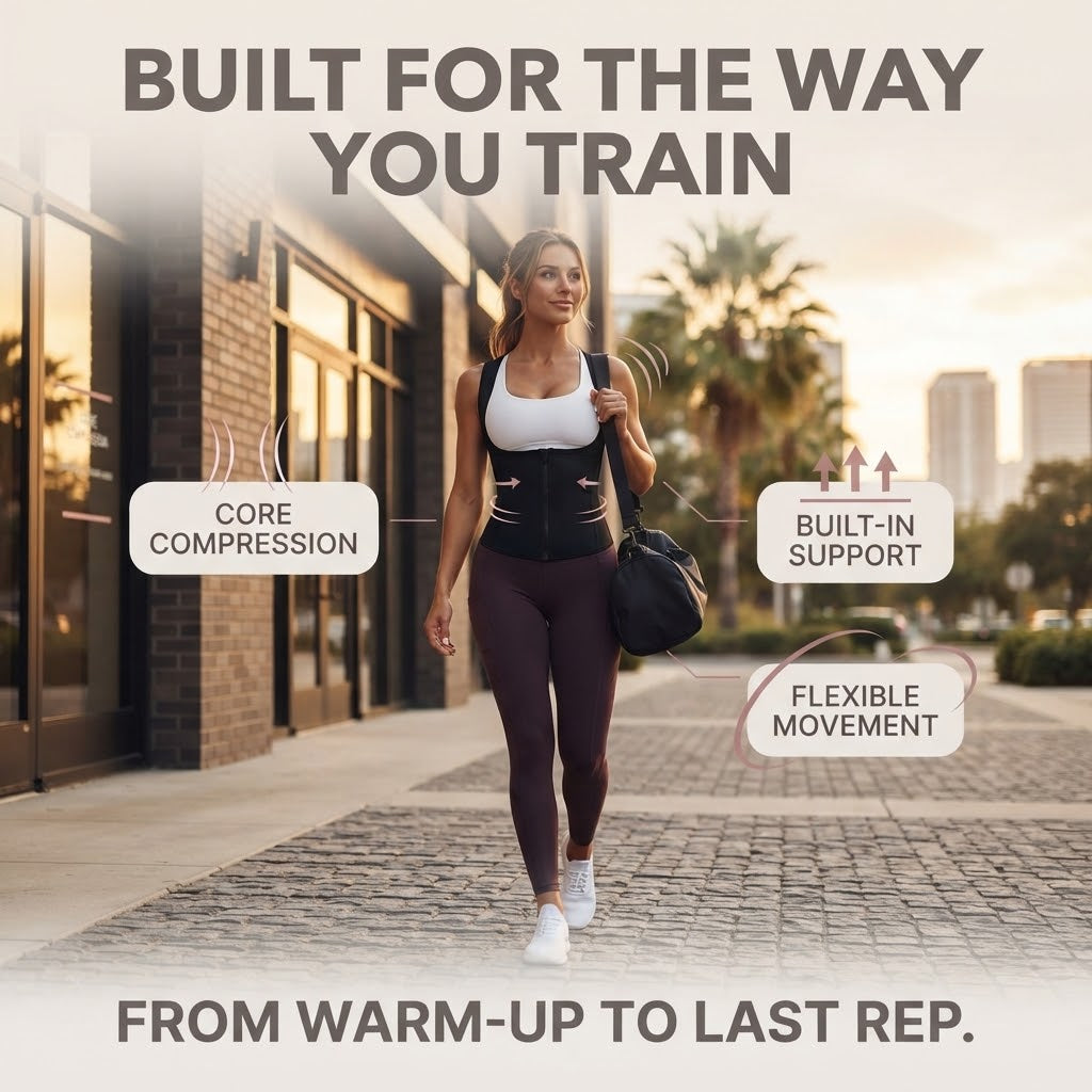 Women's Zip-Up Sauna Sweat Vest with Compression Support