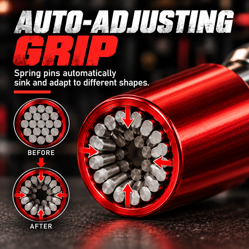 🔧Multifunctional socket tool—automatically adapts to and grips fasteners of various shapes🔧