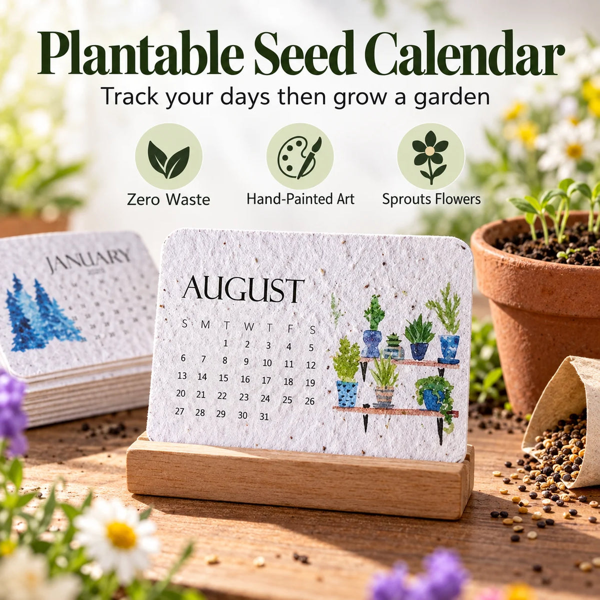 🌱2027 Plantable Seed Paper Calendar – Eco-Friendly Gardening Gift
