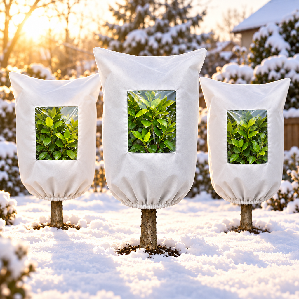 Plant Frost Protector - with Zippered Drawstring and Transparent Panel