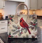 Christmas-Themed Holiday Handbag - Large Capacity, Made of Leather
