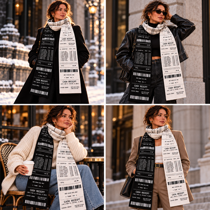 🧣Extra-Long Receipt Print Scarf – Fashionable, Warm & Comfortable🧣