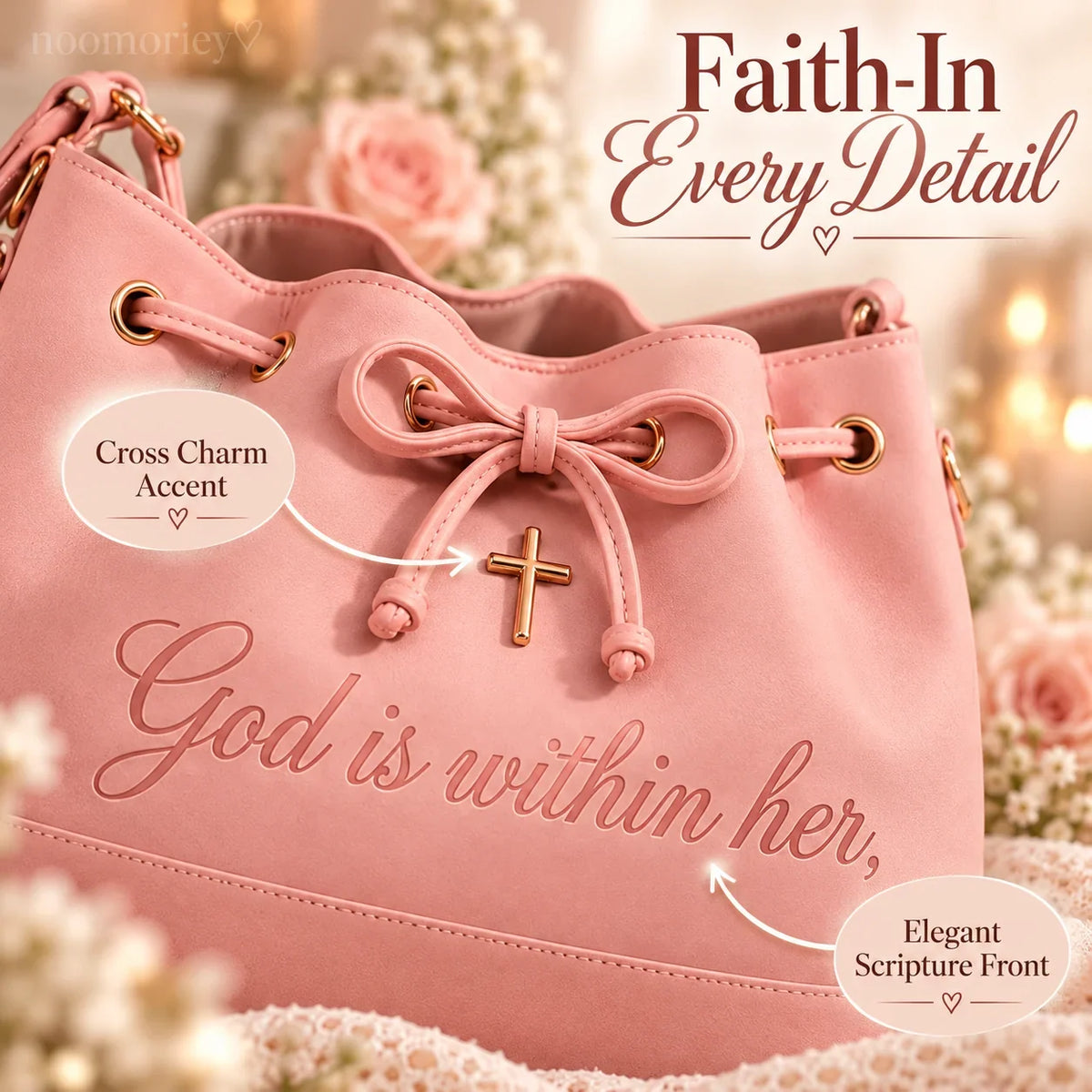 💕 Faith-Inspired Bucket Bag – God Is Within Her Handbag