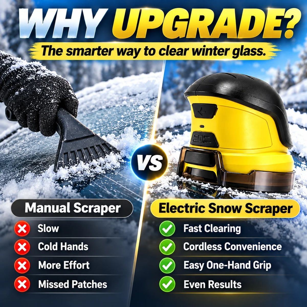 🚗 Cordless Electric Car Snow Remover – Clear Winter Snow with Ease! ❄️