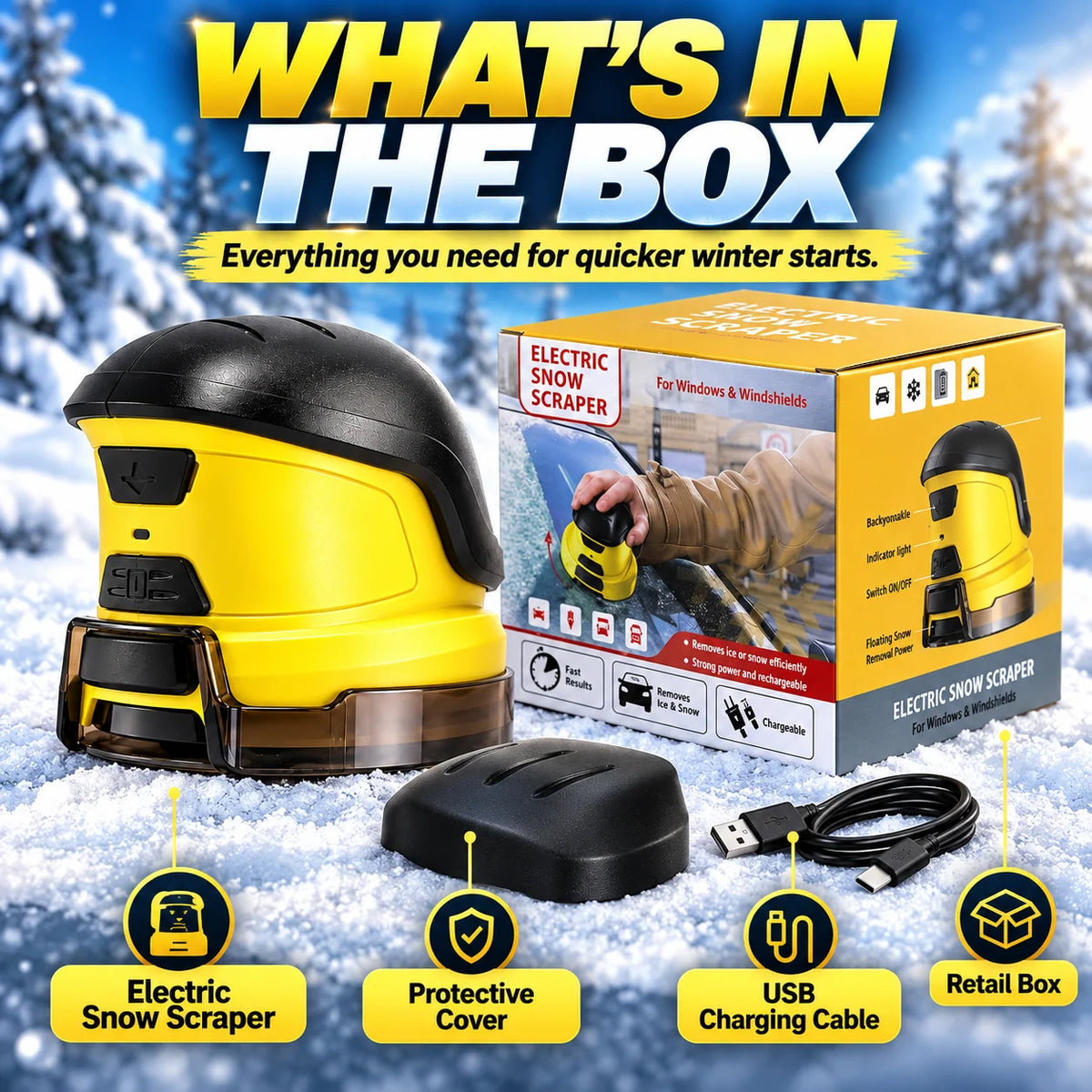 🚗 Cordless Electric Car Snow Remover – Clear Winter Snow with Ease! ❄️
