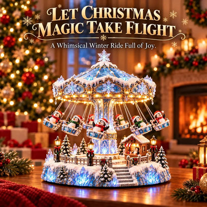 🐧 Penguin Christmas Carousel – Rotating Winter Light Display