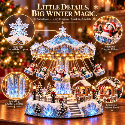 🐧 Penguin Christmas Carousel – Rotating Winter Light Display