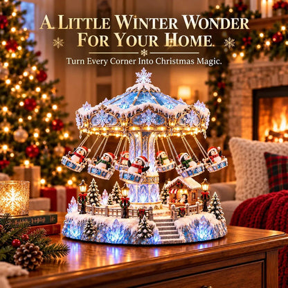 🐧 Penguin Christmas Carousel – Rotating Winter Light Display