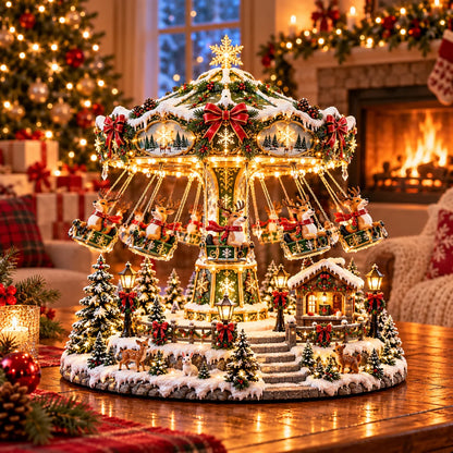 🐧 Penguin Christmas Carousel – Rotating Winter Light Display