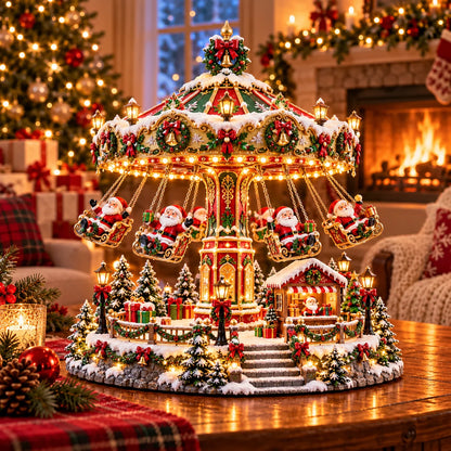 🐧 Penguin Christmas Carousel – Rotating Winter Light Display