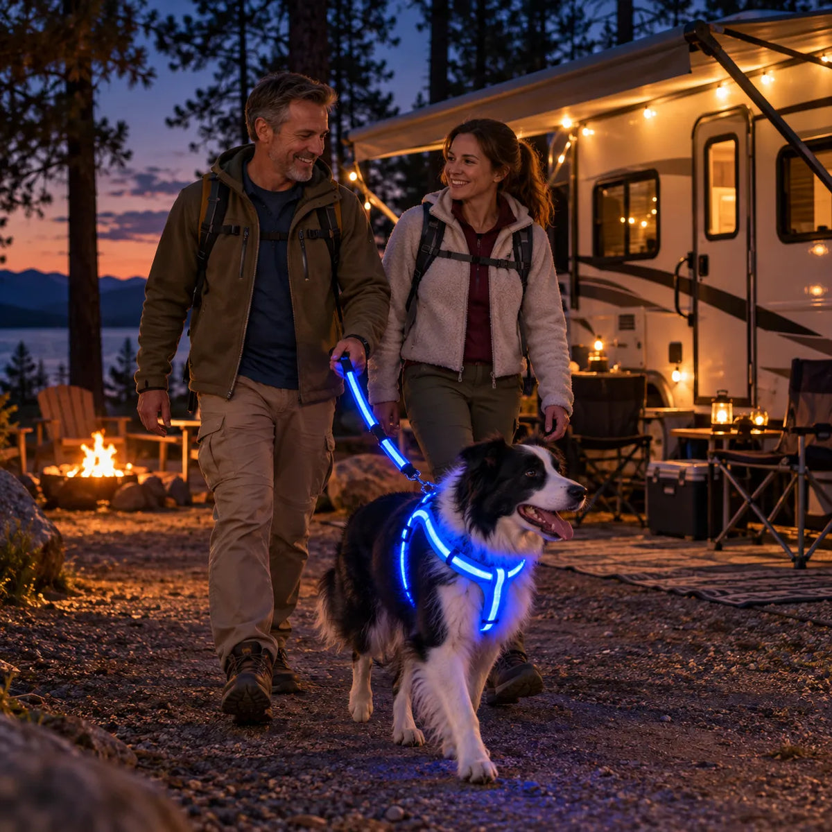 🐶 LED Light-Up Dog Harness & Leash Set –  Safer Night Walks! ✨