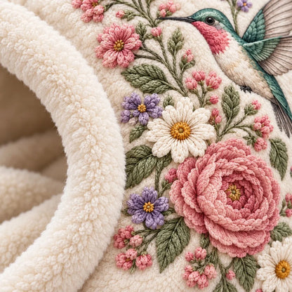 🌸 Women’s Floral 3-in-1 Winter Hood – Fleece-Lined Embroidered Hat, Face Cover & Neck Warmer