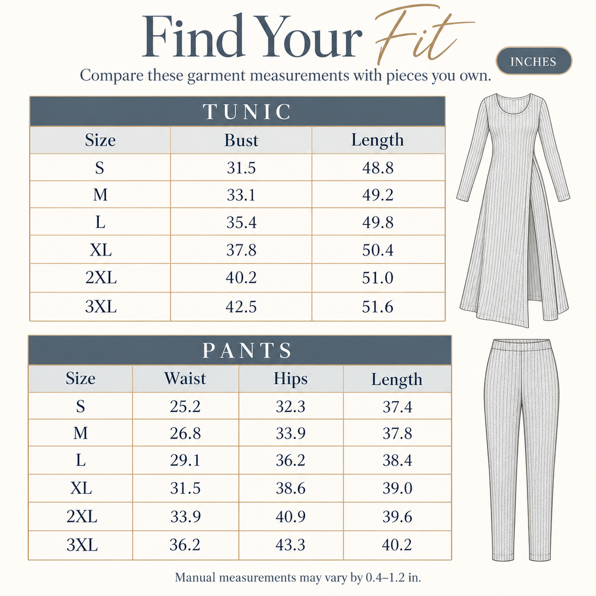 ✨ Women’s Ribbed Two-Piece Set – Side-Slit Tunic & Pants
