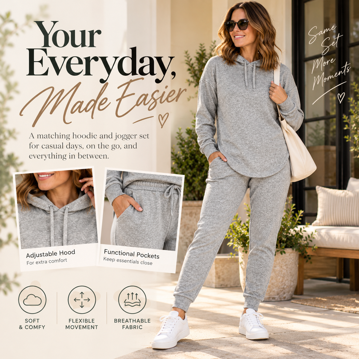 🤍 Women’s Two-Piece Curved-Hem Hoodie Set
