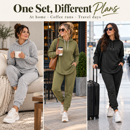 🤍 Women’s Two-Piece Curved-Hem Hoodie Set